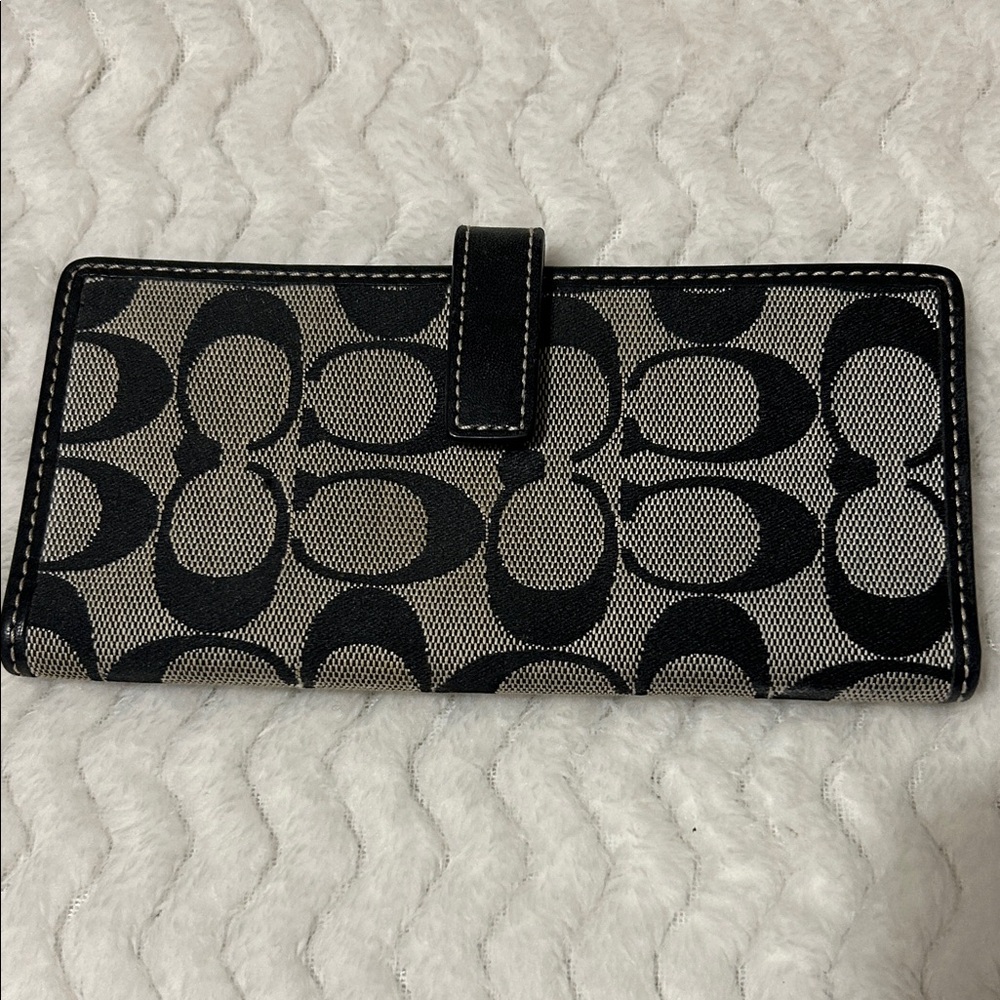 Coach Black and Gray Signature Checkbook/credit card holder